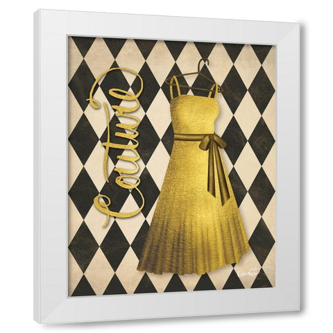 Gold Dress Couture White Modern Wood Framed Art Print by Harbick, N.