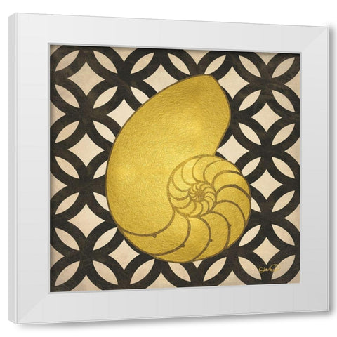 Gold Shells I White Modern Wood Framed Art Print by Harbick, N.