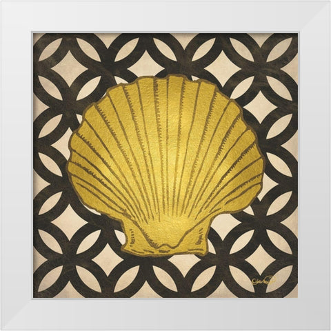 Gold Shells II White Modern Wood Framed Art Print by Harbick, N.