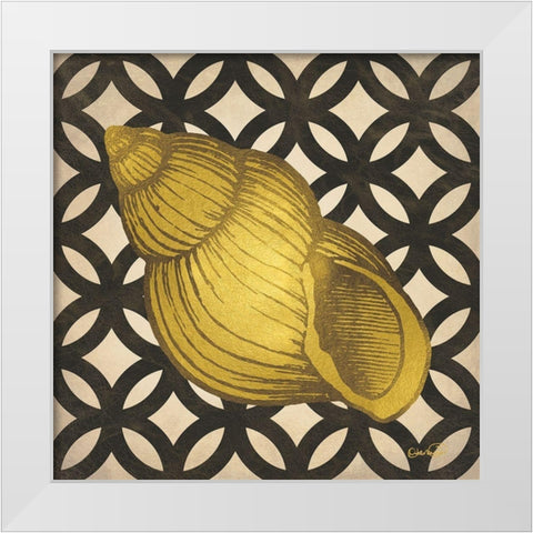 Gold Shells IV White Modern Wood Framed Art Print by Harbick, N.