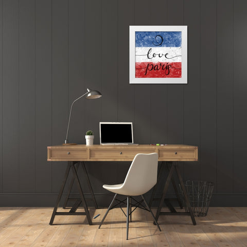 I Love Paris White Modern Wood Framed Art Print by Harbick, N.