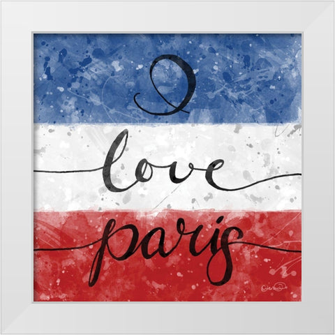 I Love Paris White Modern Wood Framed Art Print by Harbick, N.