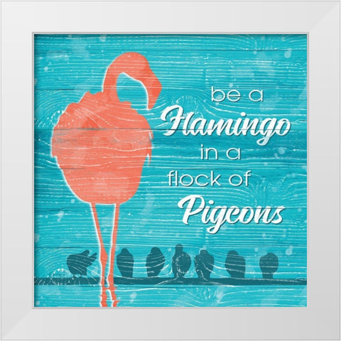 Be a Flamingo White Modern Wood Framed Art Print by Harbick, N.