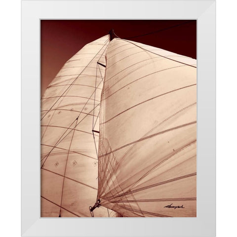 Windward Sail III White Modern Wood Framed Art Print by Hausenflock, Alan