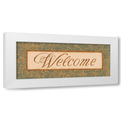 Moss Gold Scroll I White Modern Wood Framed Art Print by Jeffrey, Jillian