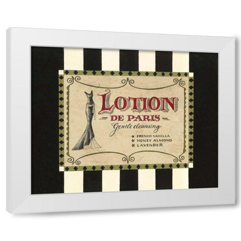 Lotion Label White Modern Wood Framed Art Print by Jeffrey, Jillian