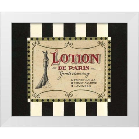 Lotion Label White Modern Wood Framed Art Print by Jeffrey, Jillian