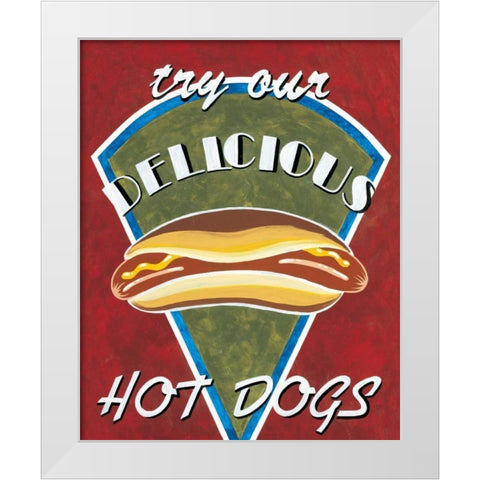 Hot Dogs White Modern Wood Framed Art Print by Jones, Catherine