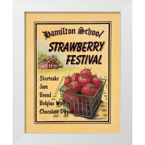Strawberry Festival White Modern Wood Framed Art Print by Jones, Catherine