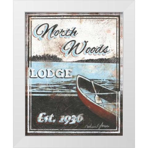 North Woods Lodge White Modern Wood Framed Art Print by Jones, Catherine