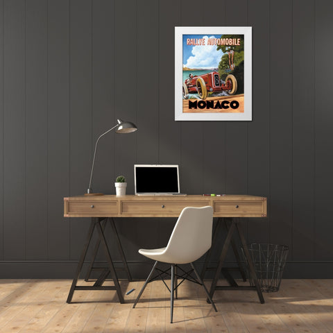 Monaco Rallye White Modern Wood Framed Art Print by Jones, Catherine