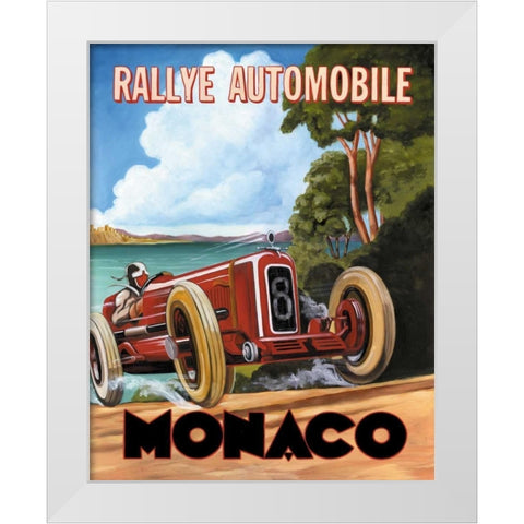 Monaco Rallye White Modern Wood Framed Art Print by Jones, Catherine