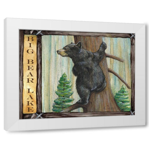 Lodge Bear White Modern Wood Framed Art Print by Knold, Donna