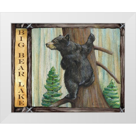 Lodge Bear White Modern Wood Framed Art Print by Knold, Donna