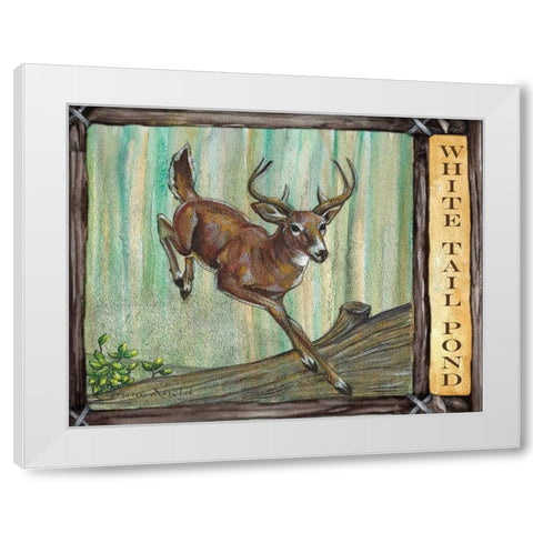 Lodge Deer White Modern Wood Framed Art Print by Knold, Donna