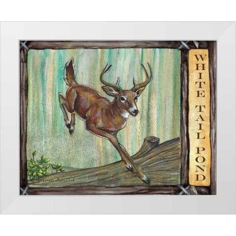 Lodge Deer White Modern Wood Framed Art Print by Knold, Donna