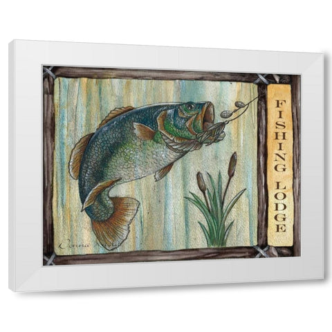 Lodge Fish White Modern Wood Framed Art Print by Knold, Donna