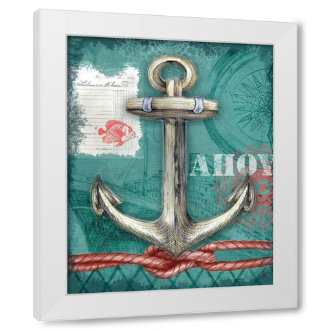 Nautical Anchor White Modern Wood Framed Art Print by K, Onna