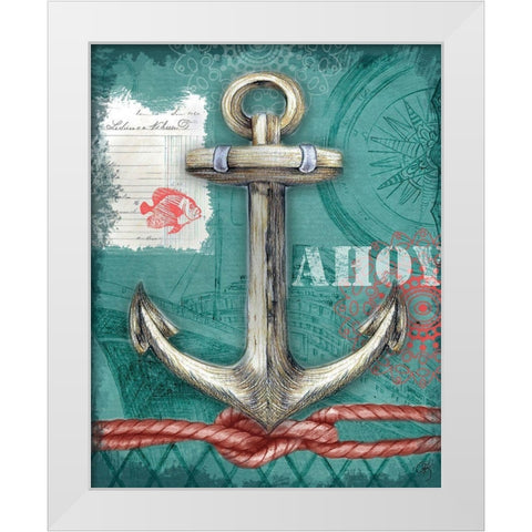 Nautical Anchor White Modern Wood Framed Art Print by K, Onna
