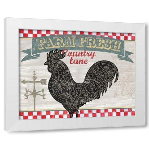 Chicken Farm Sign White Modern Wood Framed Art Print by K, Onna