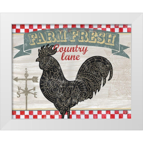 Chicken Farm Sign White Modern Wood Framed Art Print by K, Onna