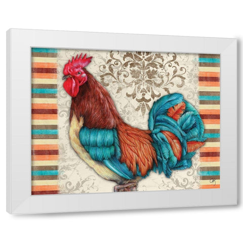 Golden Rooster I White Modern Wood Framed Art Print by K, Onna