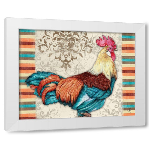 Golden Rooster II White Modern Wood Framed Art Print by K, Onna