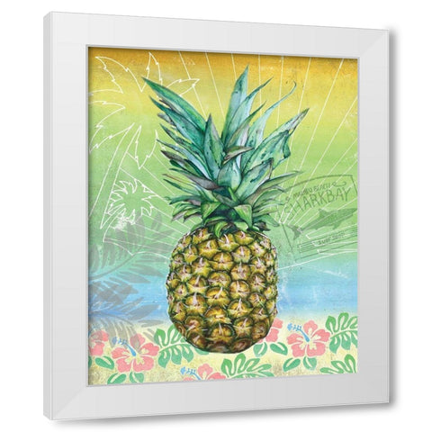 Summer Splash Pineapple White Modern Wood Framed Art Print by K, Onna