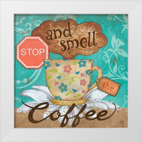Coffee Time I White Modern Wood Framed Art Print by K, Onna