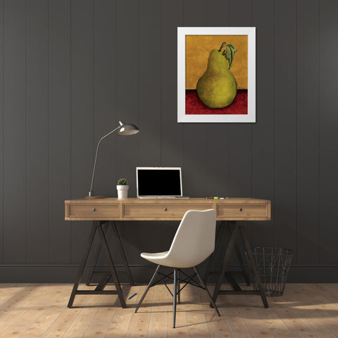 Pear White Modern Wood Framed Art Print by Kime, John