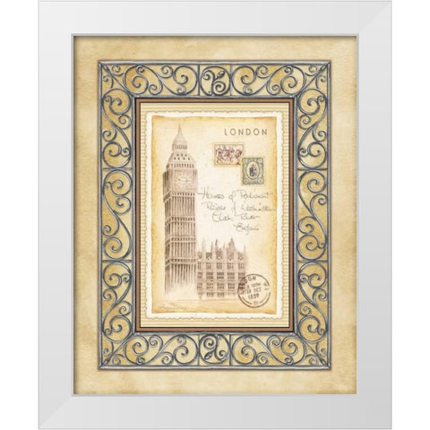 London Postcard White Modern Wood Framed Art Print by Laliberte, Andrea