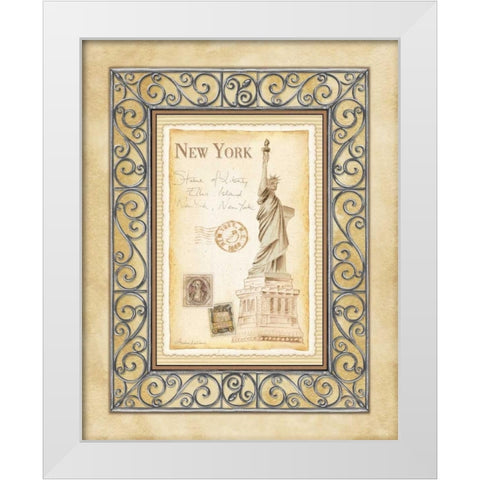 New York Postcard White Modern Wood Framed Art Print by Laliberte, Andrea