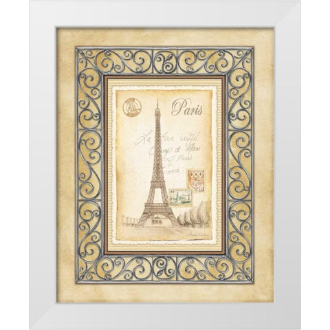 Paris Postcard White Modern Wood Framed Art Print by Laliberte, Andrea
