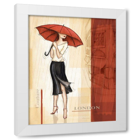 Rain London White Modern Wood Framed Art Print by Laliberte, Andrea