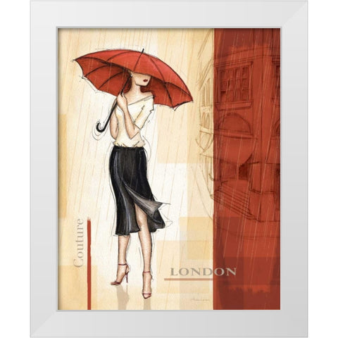 Rain London White Modern Wood Framed Art Print by Laliberte, Andrea