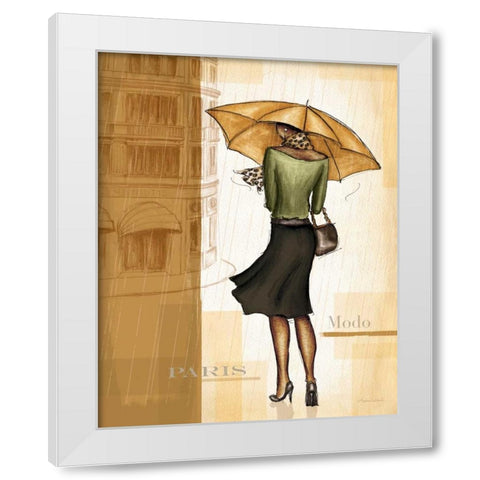 Golden Rain Paris White Modern Wood Framed Art Print by Laliberte, Andrea