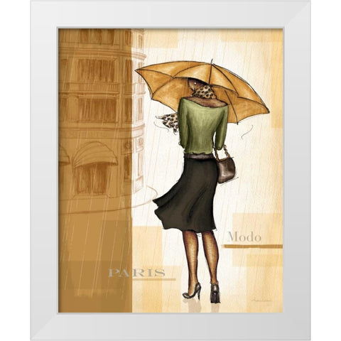 Golden Rain Paris White Modern Wood Framed Art Print by Laliberte, Andrea