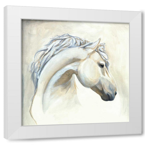 Horse I White Modern Wood Framed Art Print by Laurencon