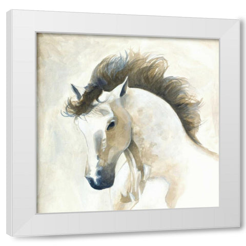 Horse II White Modern Wood Framed Art Print by Laurencon