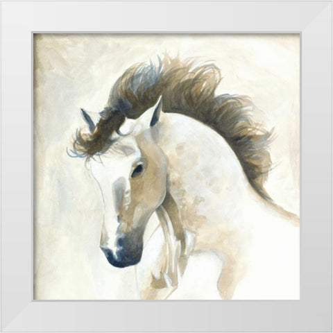 Horse II White Modern Wood Framed Art Print by Laurencon