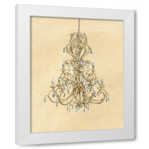 Elegant Chandelier I White Modern Wood Framed Art Print by Laurencon