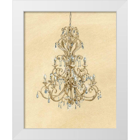 Elegant Chandelier I White Modern Wood Framed Art Print by Laurencon