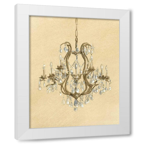 Elegant Chandelier II White Modern Wood Framed Art Print by Laurencon