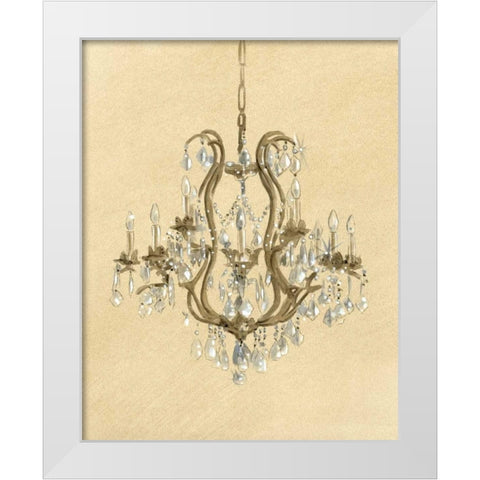 Elegant Chandelier II White Modern Wood Framed Art Print by Laurencon
