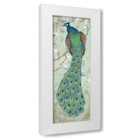Peacock II White Modern Wood Framed Art Print by Leal, Steve