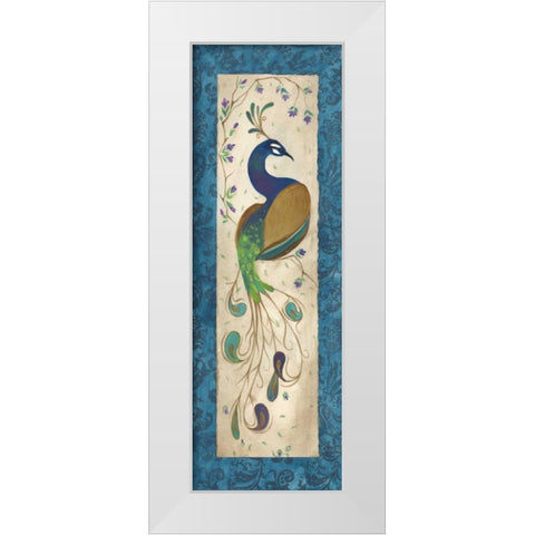 Peacock III White Modern Wood Framed Art Print by Leal, Steve