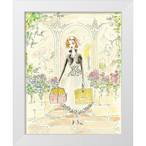 Boutique Shopping I White Modern Wood Framed Art Print by Leal, Steve