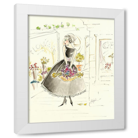Flower Shopping White Modern Wood Framed Art Print by Leal, Steve