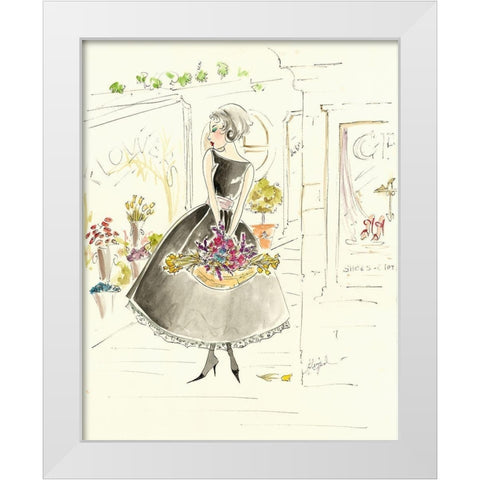 Flower Shopping White Modern Wood Framed Art Print by Leal, Steve