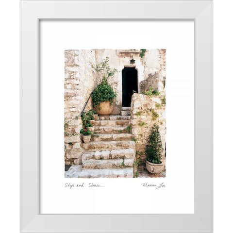Steps n Stones White Modern Wood Framed Art Print by Love, Maureen
